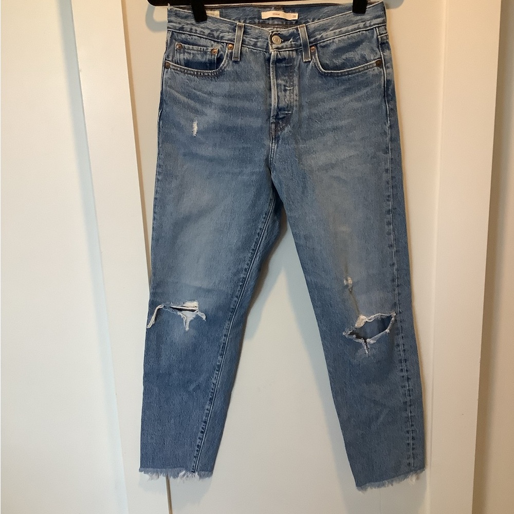 Levi's Light Blue Distressed Ankle Jeans